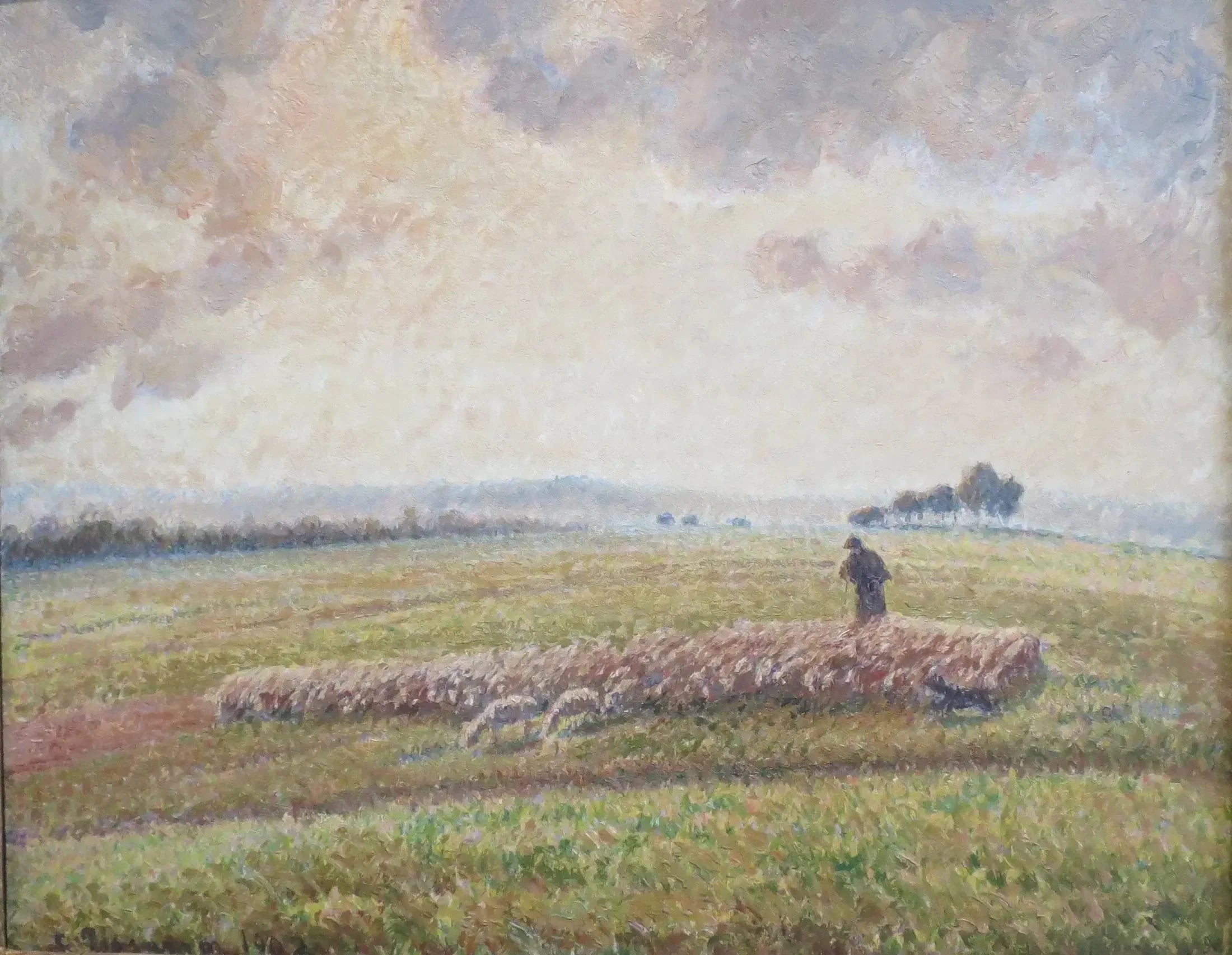 Paysage avec troupeau de moutons - Camille Pissarro image 1 reproduction artisanale de tableau