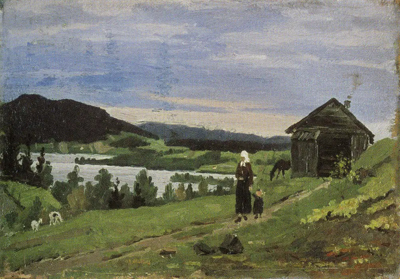 Пейзаж с женщиной и ребенком - Эдвард Мунк