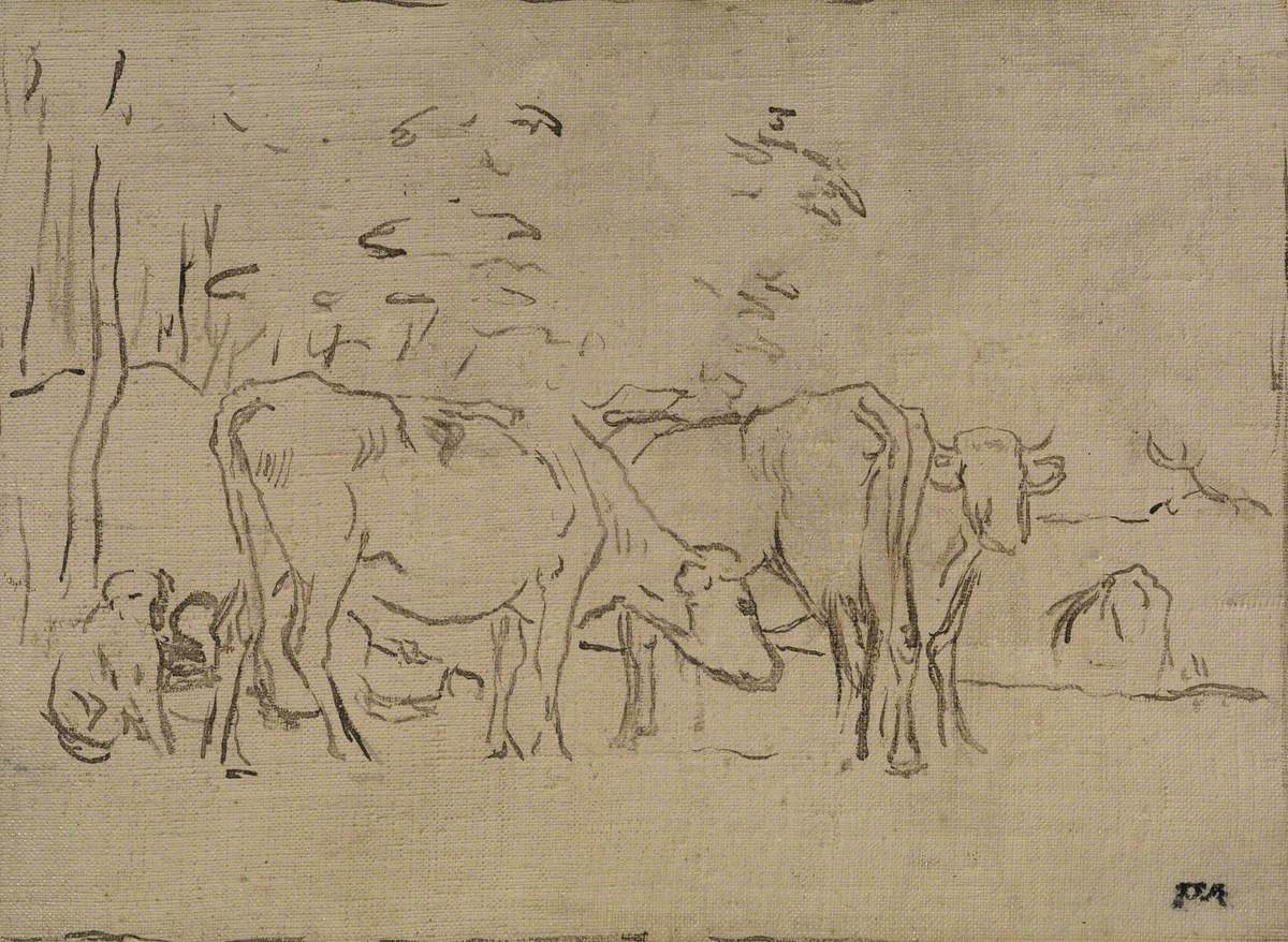 Paysage avec vaches bouvier et chien - Jean-François Millet - Alpha Reproduction