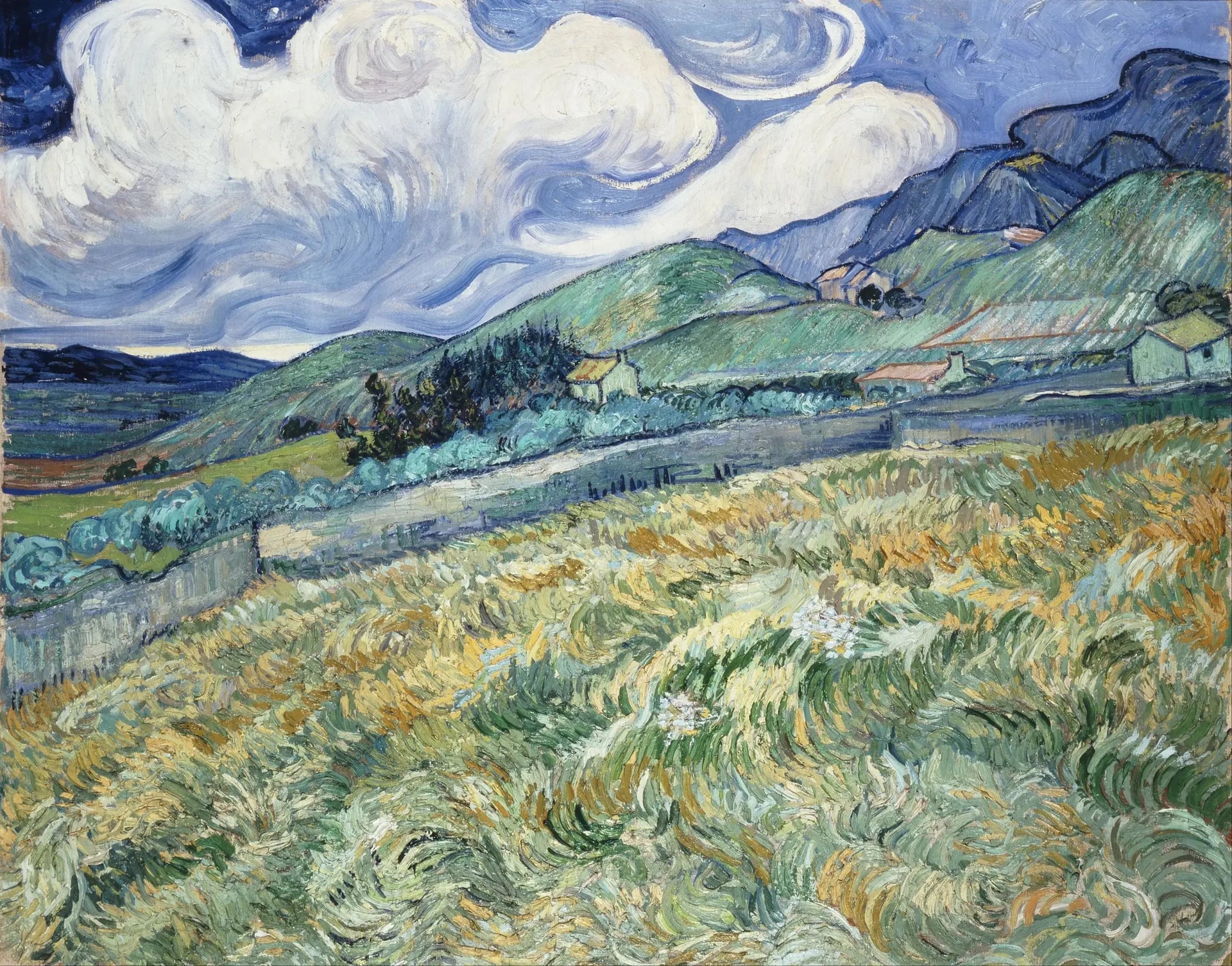 Paysage de montagne derrière l'hôpital Saint-Paul - Vincent van Gogh image 1 copie de tableau peinte à la main