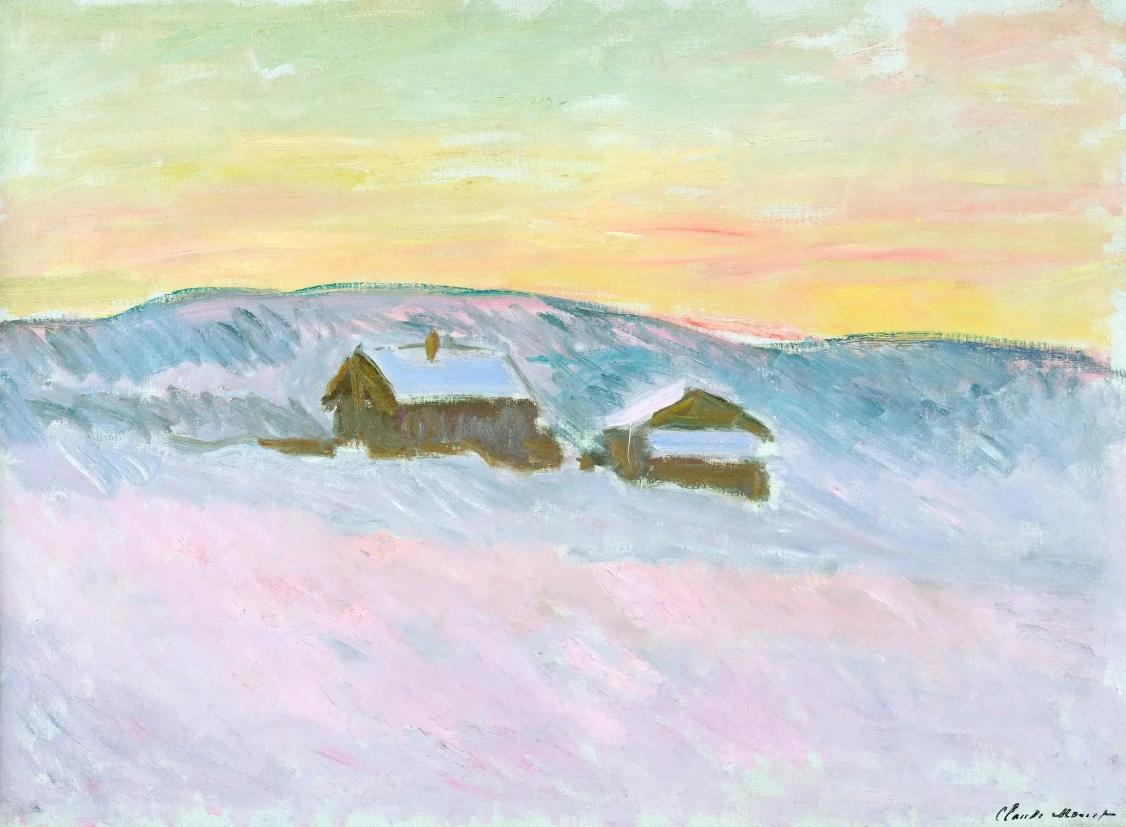 Paysage de Norvège. Les maisons bleues - Claude Monet image 1 reproduction réalisée par Alpha Reproduction