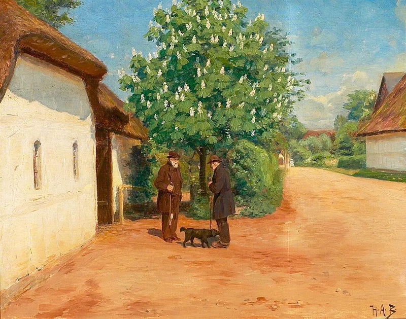 Весенний пейзаж с двумя джентльменами. - H. A. Brendekilde