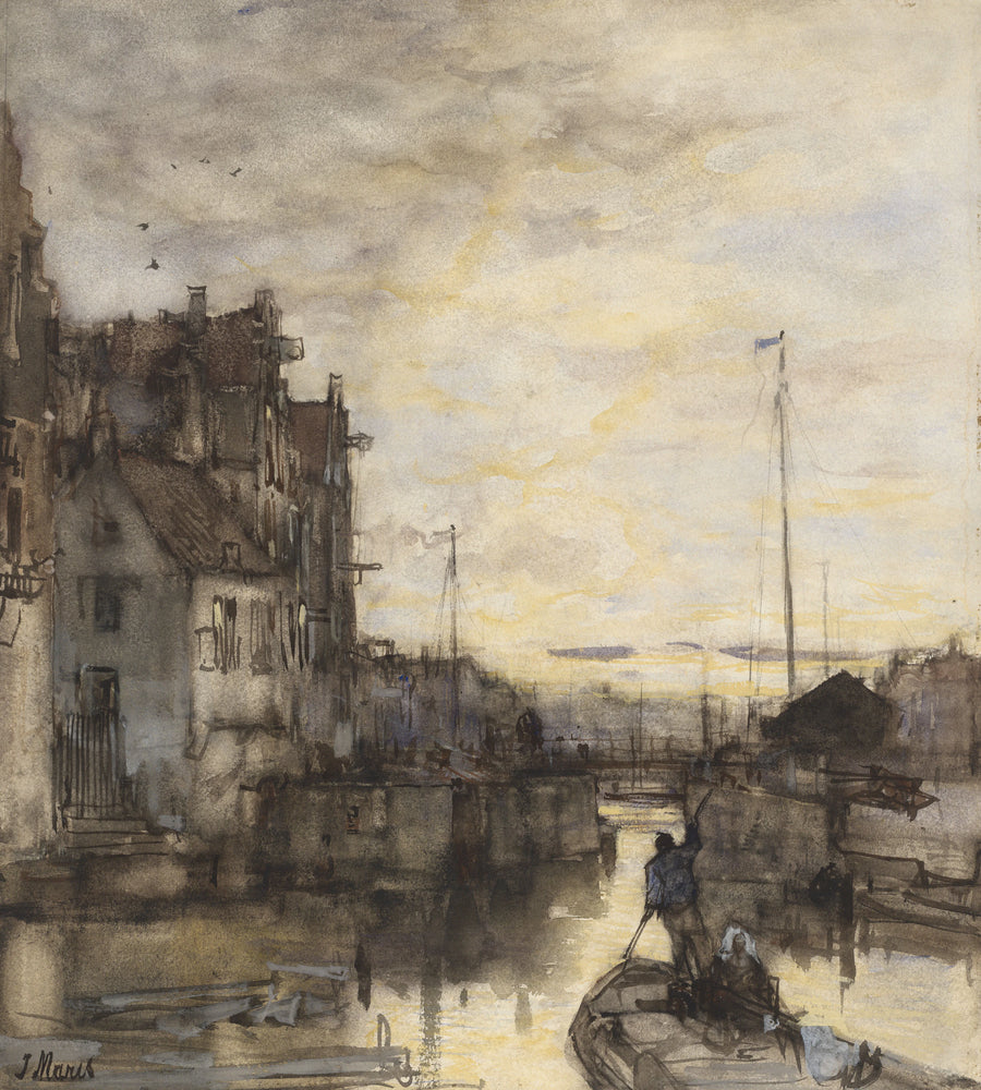 Paysage urbain le soir - Jacob Maris