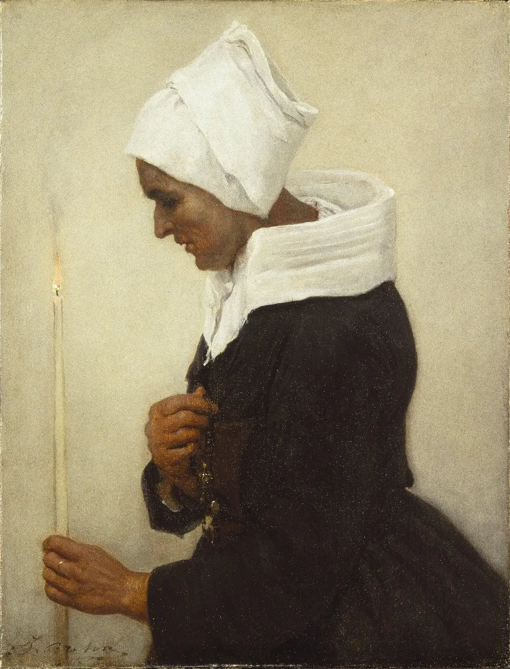 Paysanne bretonne tenant un cierge - Jules Breton - Alpha Reproduction