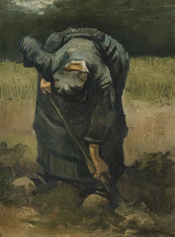 Reproduction du tableau « Paysanne creusant - Vincent van Gogh » par Alpha Reproduction en peinture à l’huile