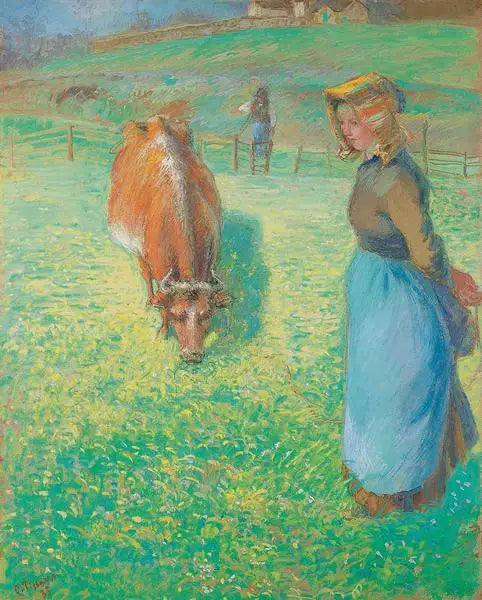 Крестьянка, пасущая корову, Осни - Камиль Писсарро