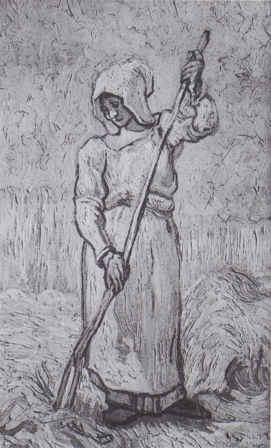 Paysanne au râteau d’après Millet F698 de Vincent van Gogh