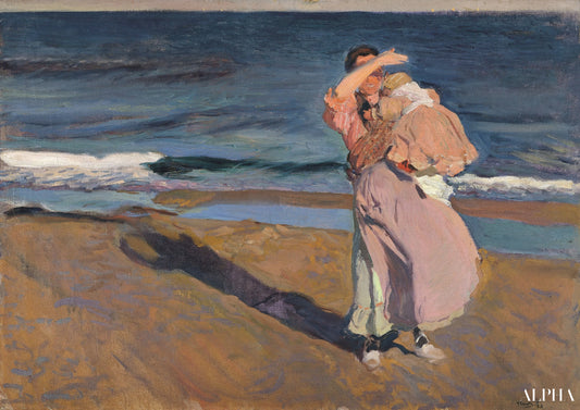 Pêcheuse avec son fils - Sorolla - Reproductions de tableaux et peintures haut de gamme