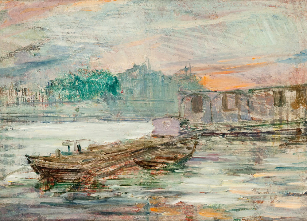 Péniches sur la Seine - Stanisław Wyspiański image 1 copie peinte à la main à l’huile