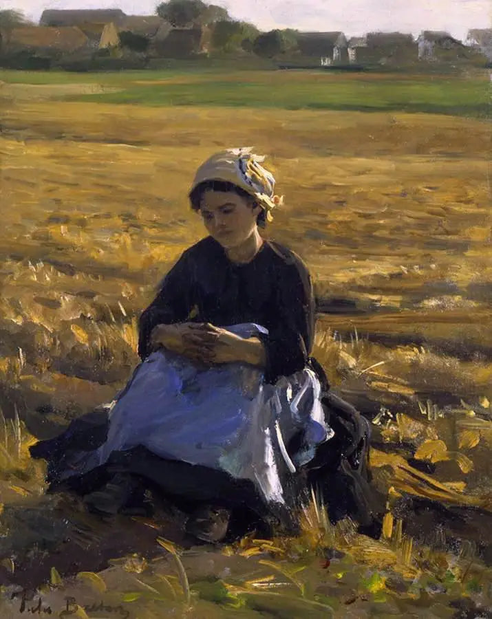 Petit glaneur assis dans le champ - Jules Breton - Alpha Reproduction