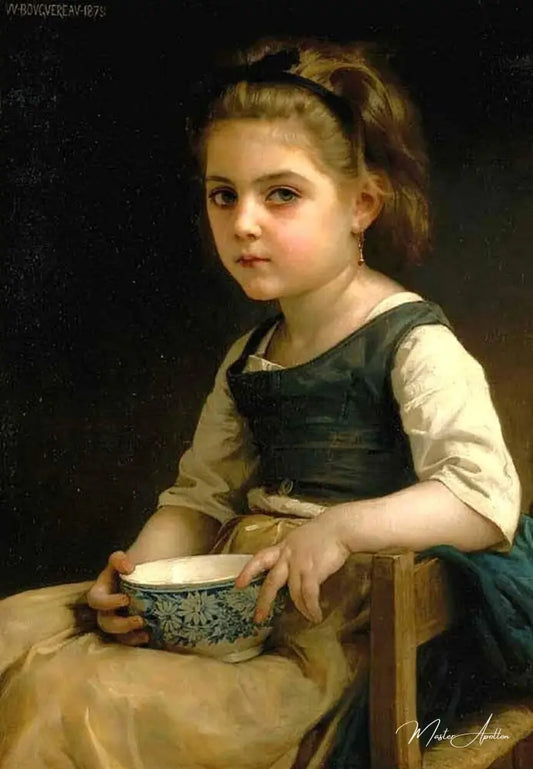 Petite fille avec un bol bleu - William Bouguereau - Reproductions de tableaux et peintures haut de gamme