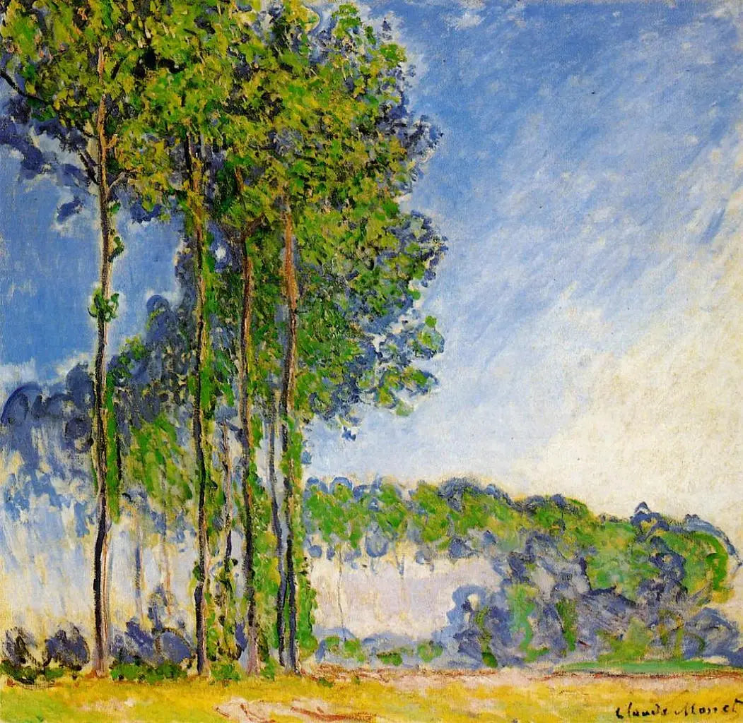 Reproduction du tableau « Peupliers, vus du marais - Claude Monet » par Alpha Reproduction en peinture à l’huile