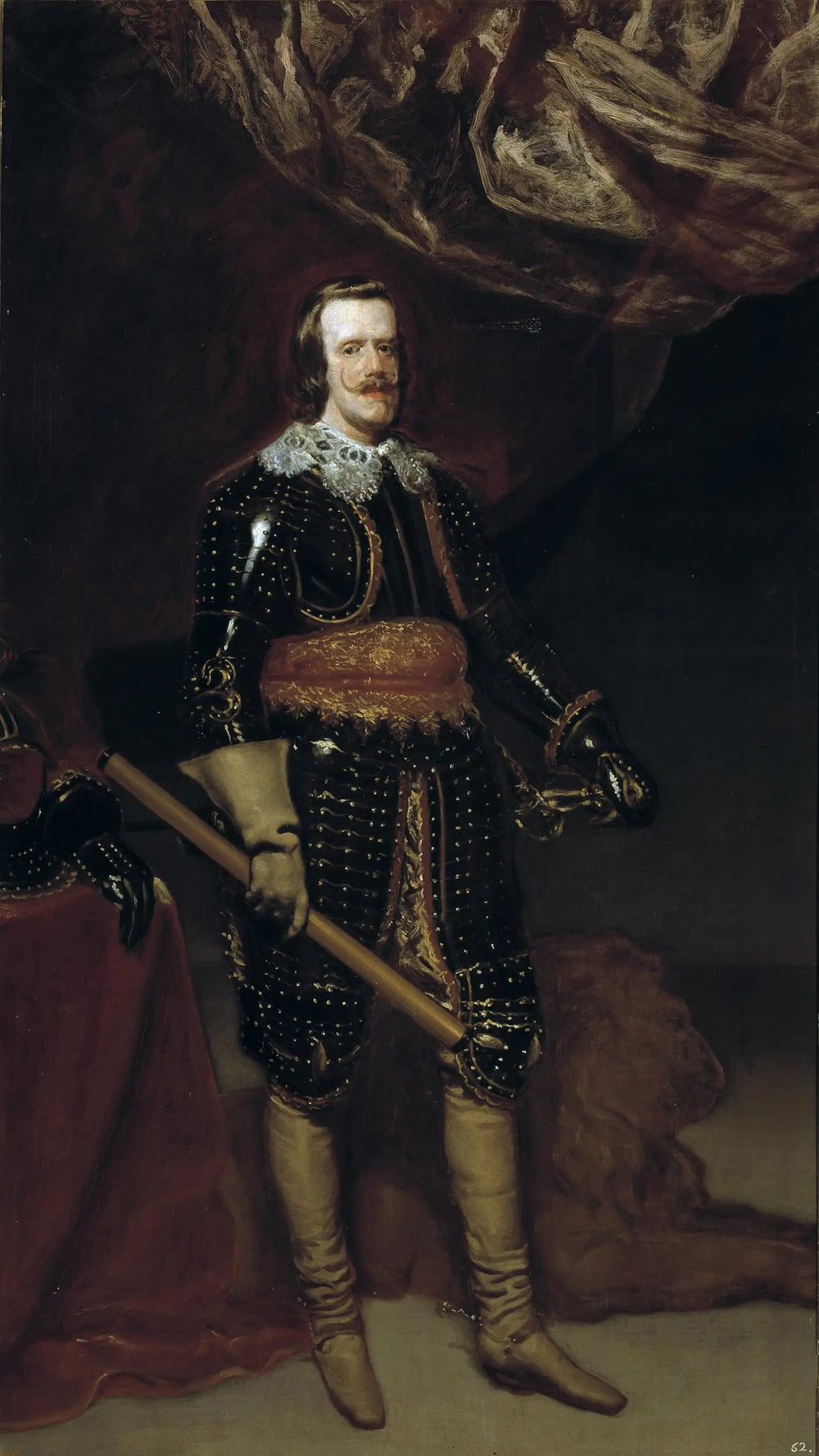 Philippe IV en armure, avec un lion à ses pieds - Diego Velázquez image 1 reproduction de peinture à l’huile