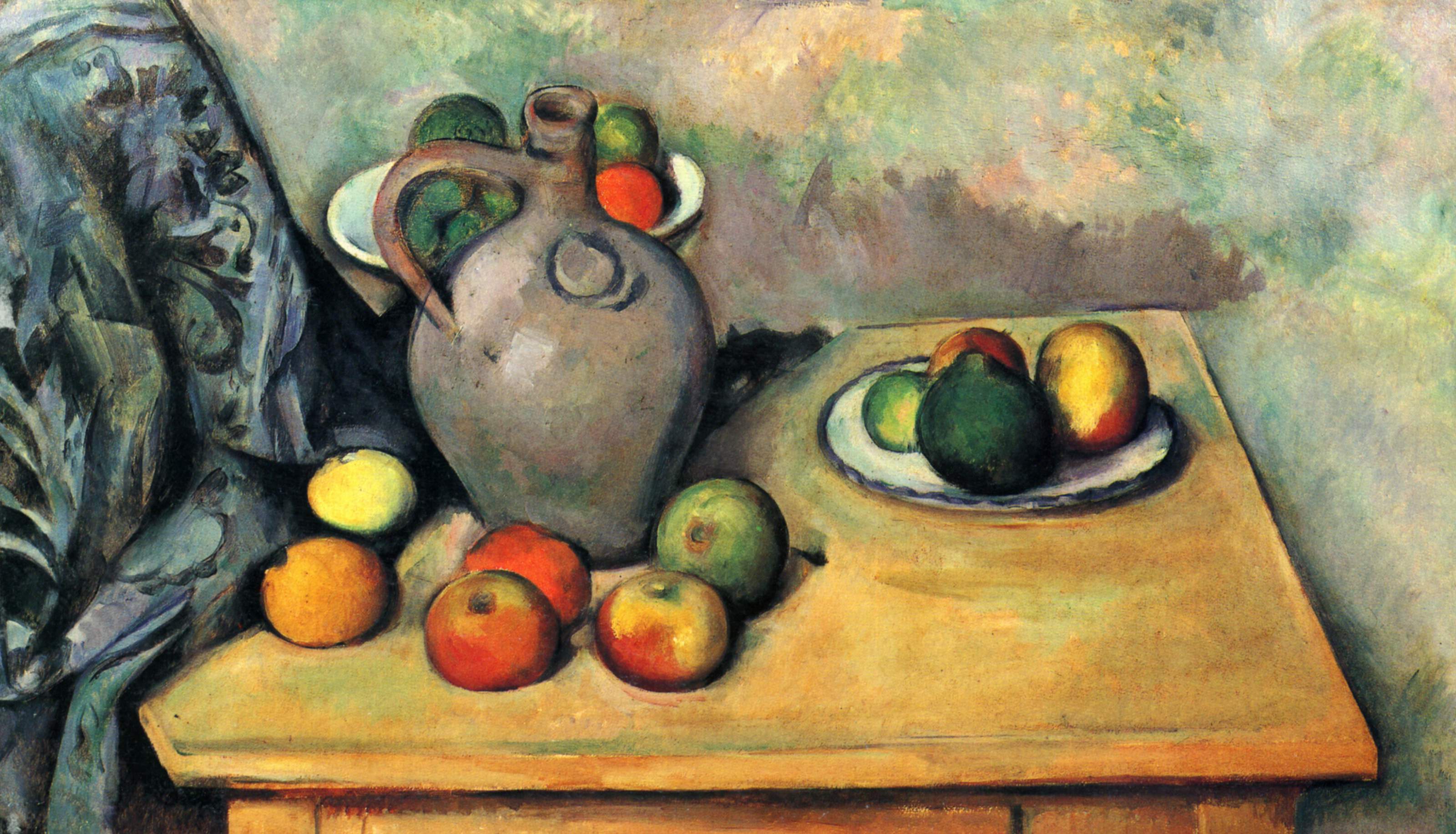 Reproduction du tableau « Pichet et fruits sur une table - Paul Cézanne » par Alpha Reproduction en peinture à l’huile