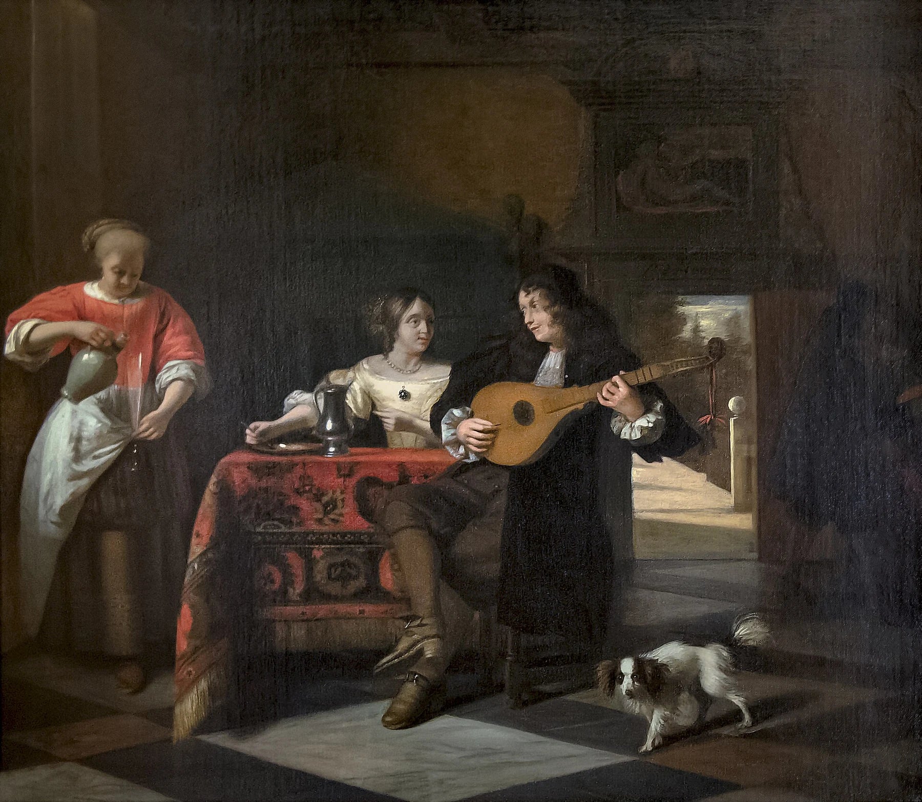 Couple jouant de la musique, peinture de Pieter de Hooch