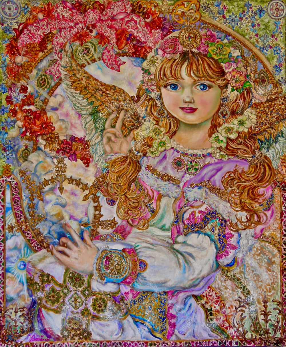 Pink Christmas rose angel - Yumi Sugai Reproductions de tableaux à la peinture à l’huile