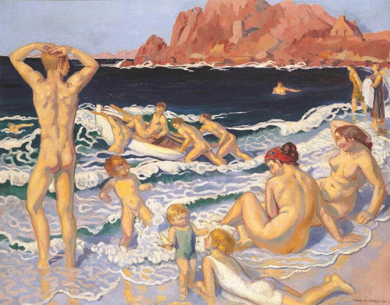 Пляж с лодкой и голым человеком - Морис Денис