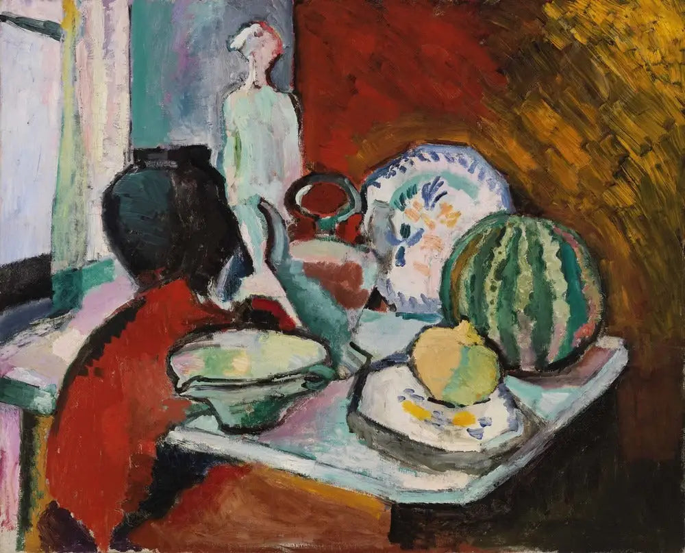 Reproduction du tableau « Plats et Melon (Assiettes et melon) - Henri Matisse » par Alpha Reproduction en peinture à l’huile