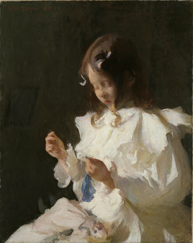 Портрет ребёнка, шьющего - Frank Weston Benson