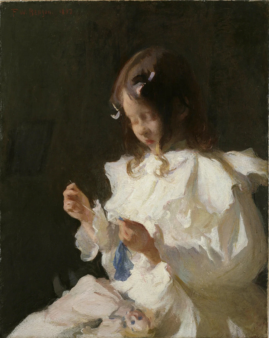 Портрет ребёнка, шьющего - Frank Weston Benson