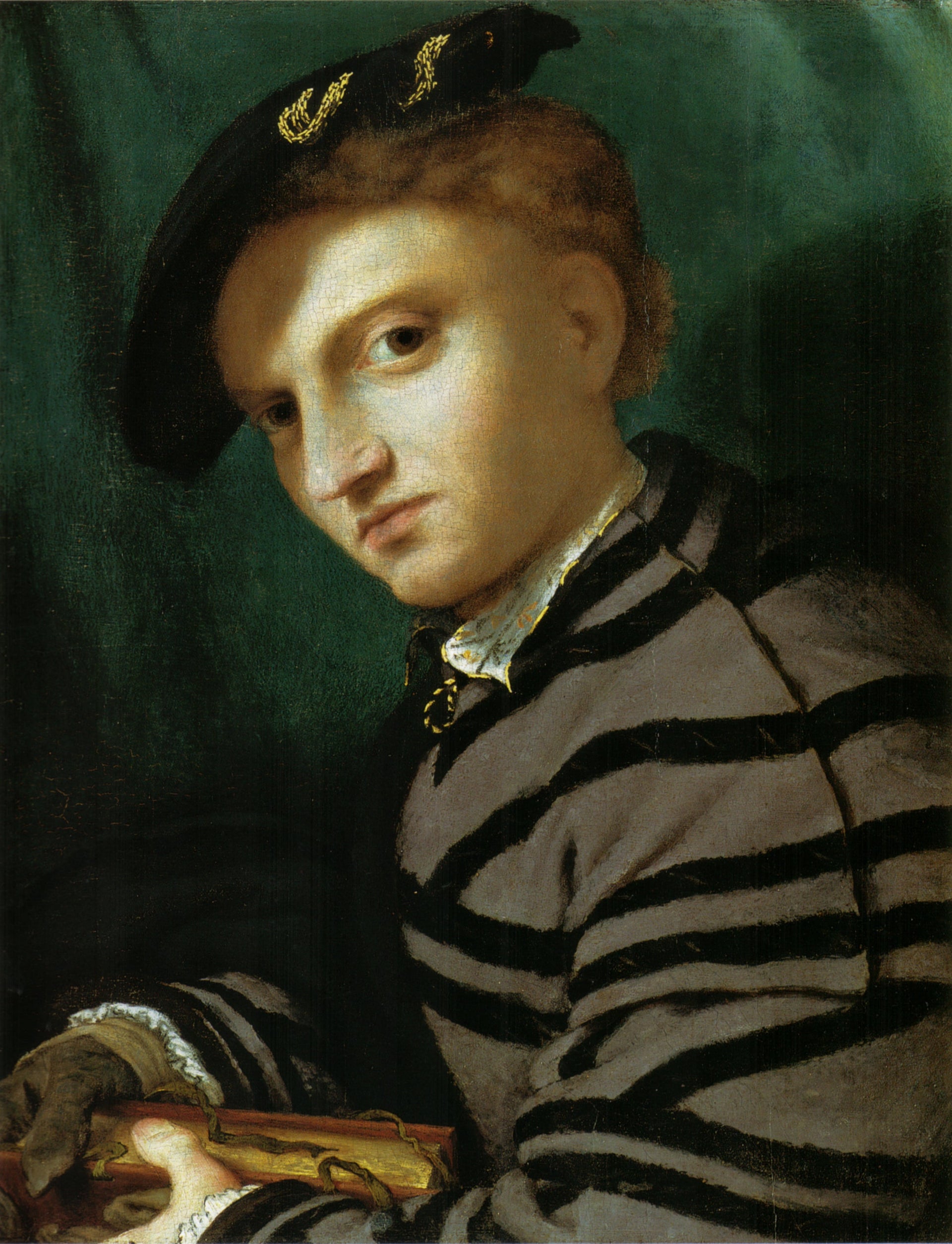 Portrait d'un jeune homme avec un livre - Lorenzo Lotto image 1 copie peinte à la main à l’huile