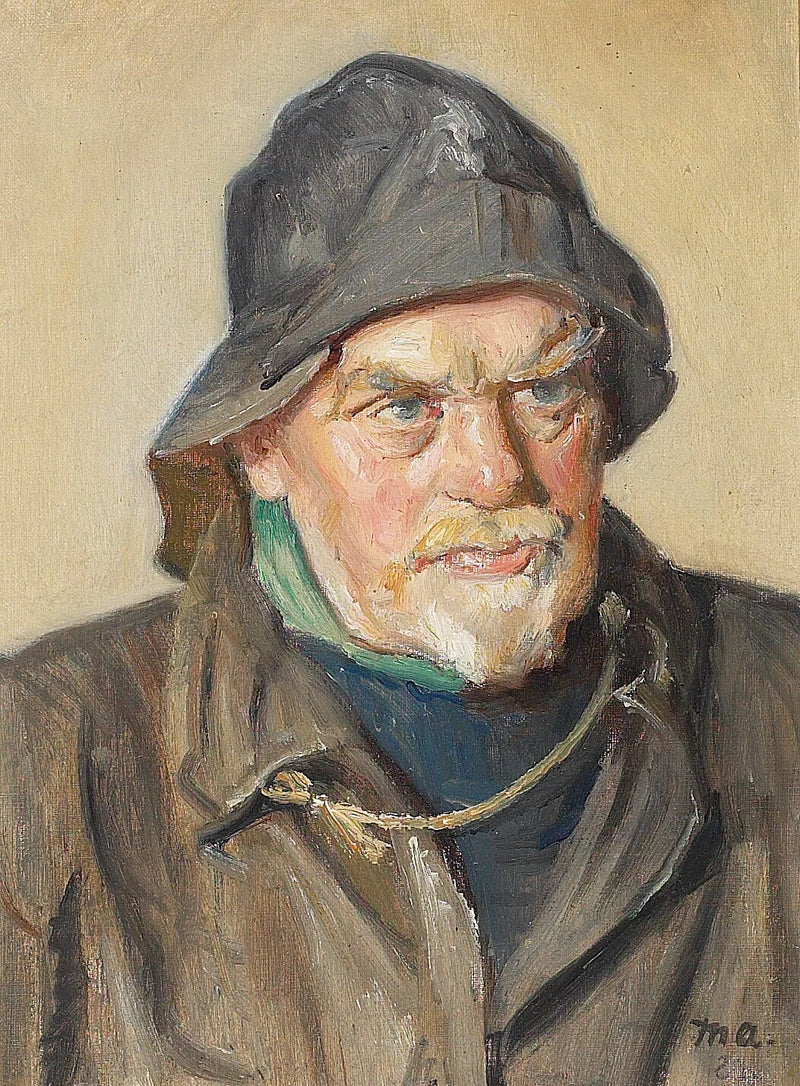 Портрет рыбака в дождевике. - Michael Peter Ancher