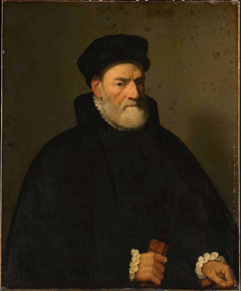 Portrait d'un vieil homme, probablement Vercellino Olivazzi, sénateur de Bergame - Giovanni Battista Moroni image 1 tableau peint à l’huile sur toile