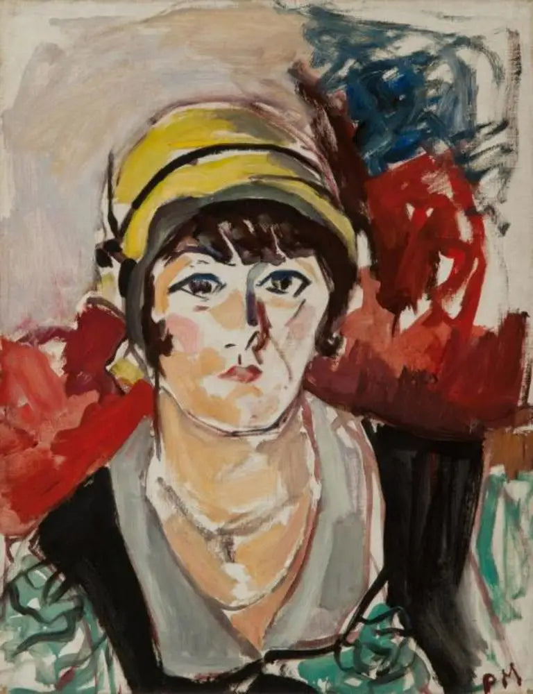 Portrait d'une femme au chapeau jaune - Piet Mondrian image 1 copie de tableau peinte à la main