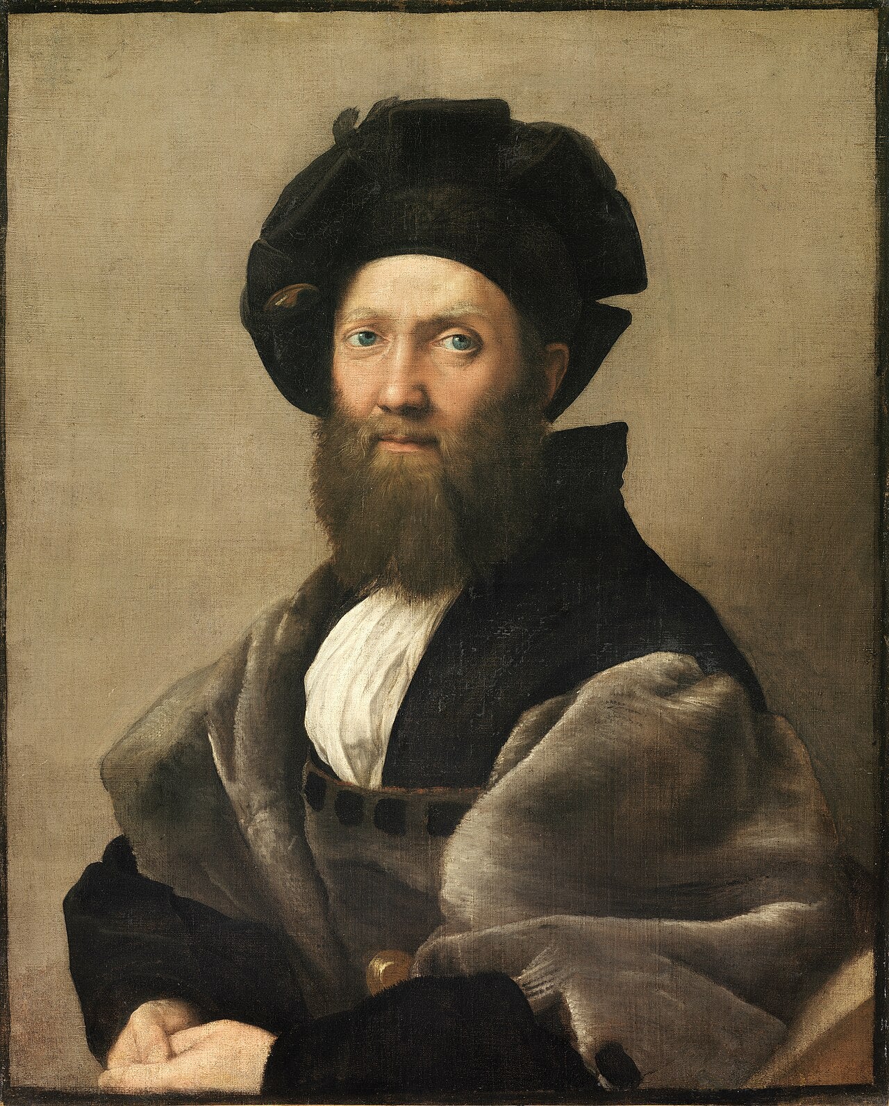 Reproduction du tableau « Portrait de Baldassare Castiglione - Raphaël Sanzio » par Alpha Reproduction en peinture à l’huile