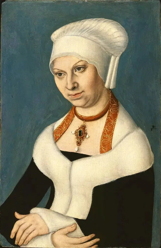 портрет Барбары, герцогини Саксонской (1478-1534), Гаммельдегалерея Берлин - Лукас Кранах Старший
