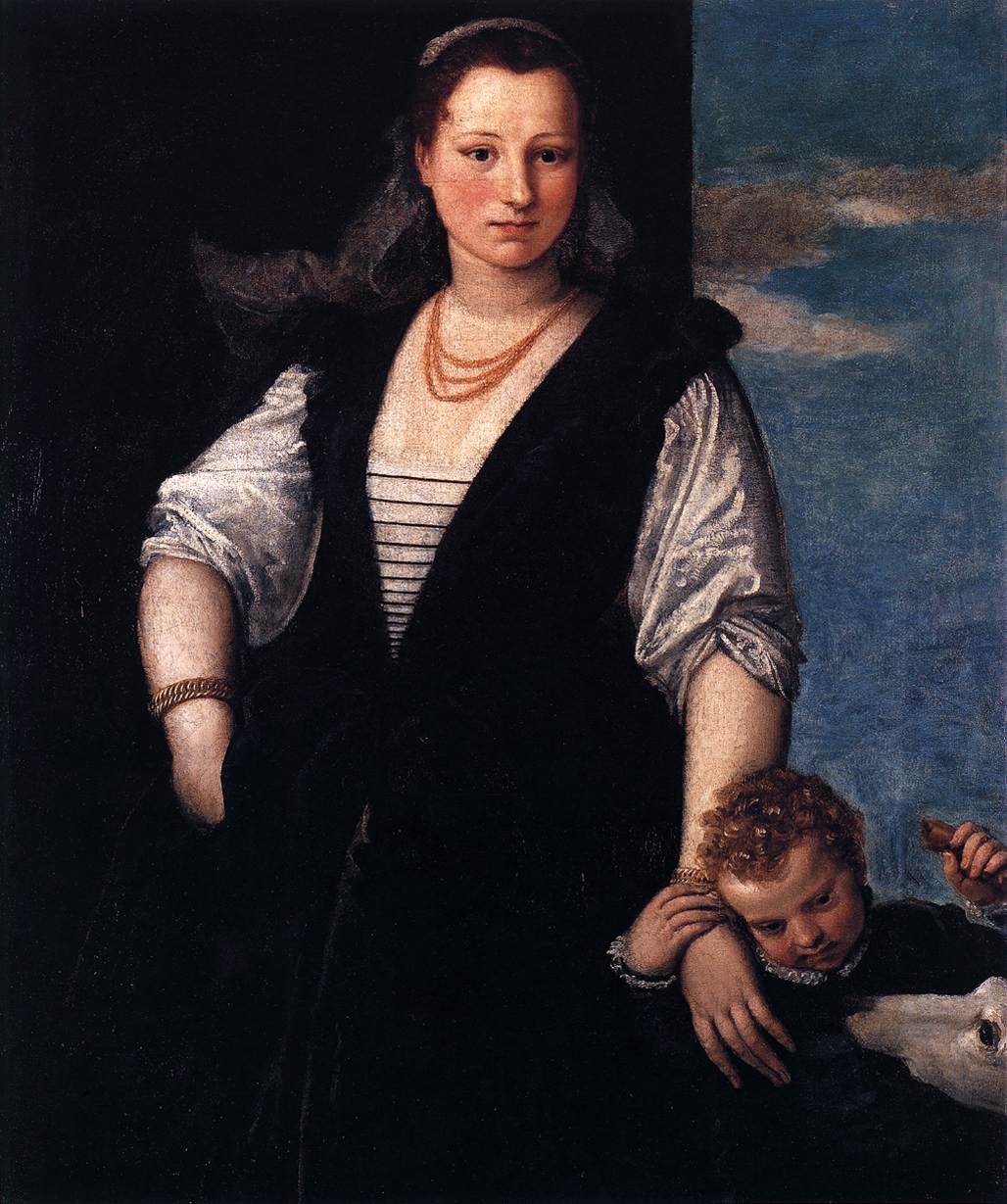 Portrait de femme avec un enfant et un chien - Paul Véronèse - Alpha Reproduction