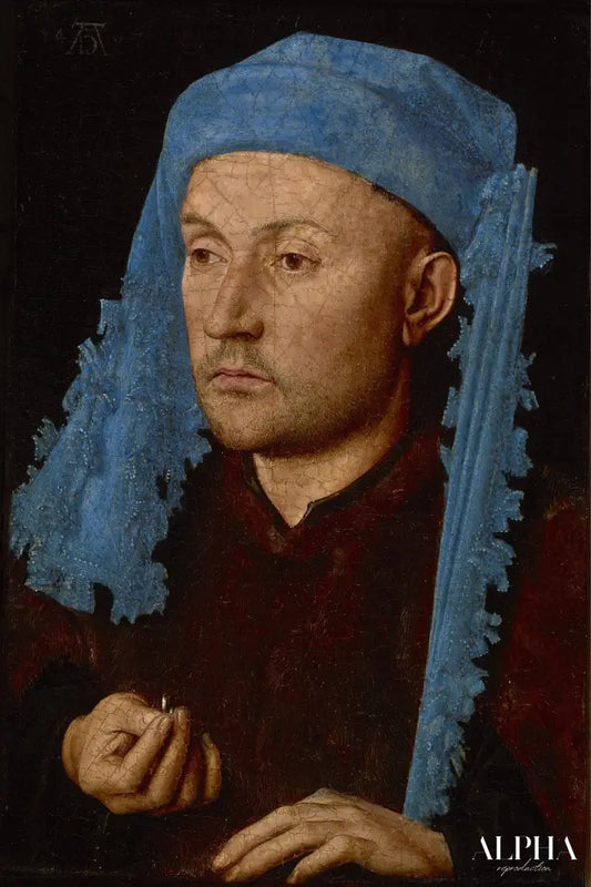 Portrait d'un homme avec un chaperon bleu - Jan Van Eyck - Reproductions de tableaux et peintures haut de gamme