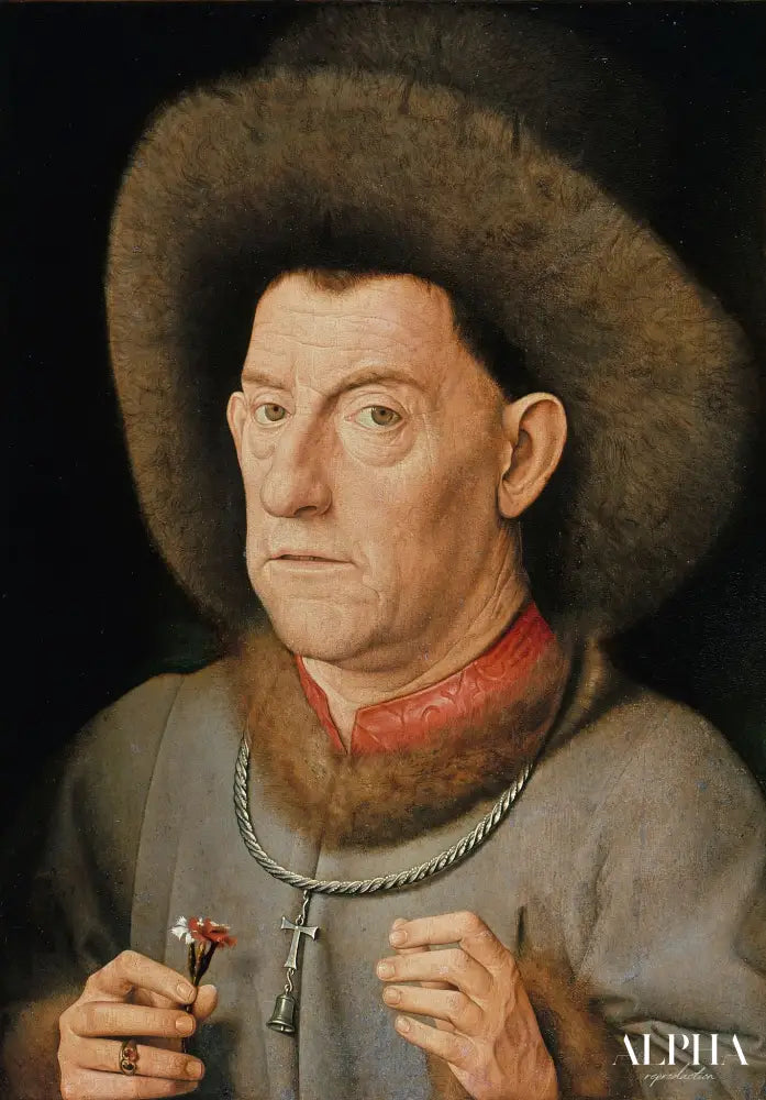 Portrait d'un homme avec un œillet - Jan Van Eyck - Reproductions de tableaux et peintures haut de gamme