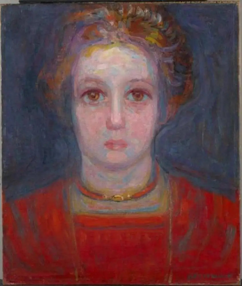Reproduction du tableau « Portrait d'une fille en rouge - Piet Mondrian » par Alpha Reproduction en peinture à l’huile