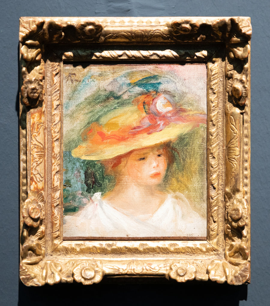 Portrait d’enfant avec chapeau de Renoir, vers 1900, Museum Langmatt, photographié au musée – reproduction peinture à l’huile sur toile