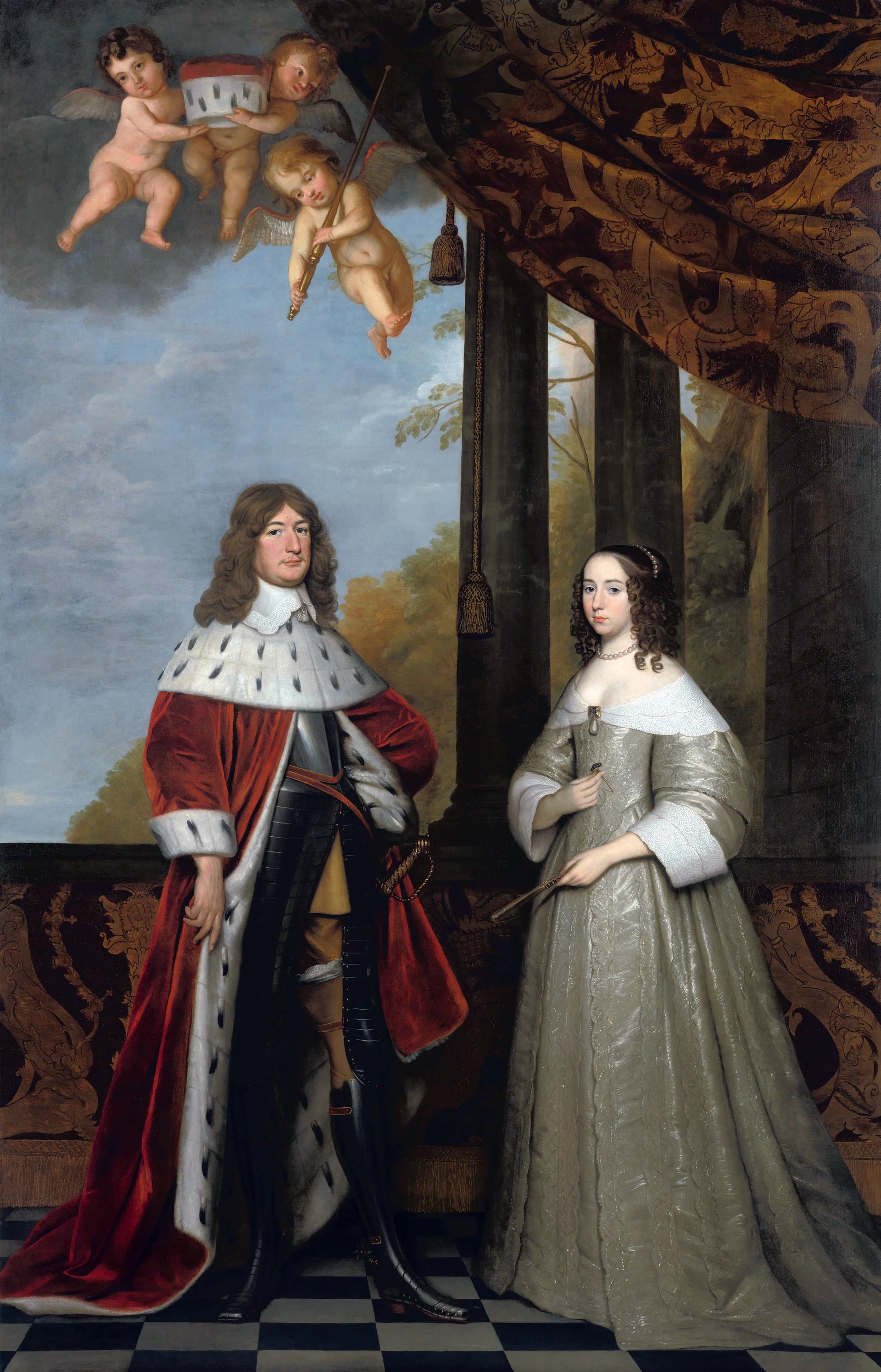 Portrait de Friedrich Wilhelm (1620-88), électeur de Brandebourg, avec son épouse Louisa Henriette (1627-67), comtesse de Nassau - Gerrit van Honthorst