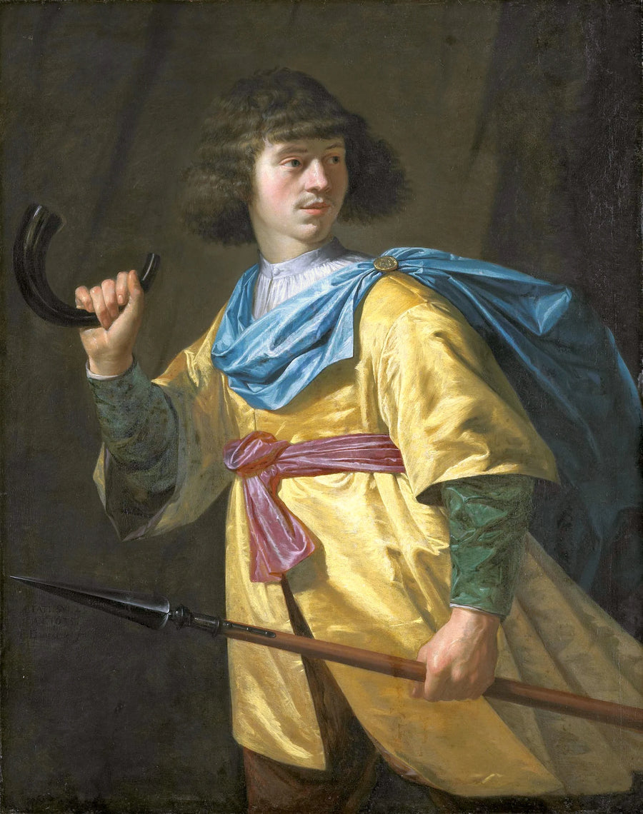 Portrait d'un jeune homme avec une lance et un cor de chasse - Peeter Danckers de Rij