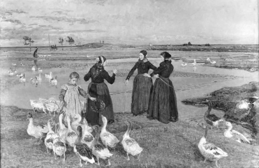 Pour le reste, je ne le ferai pas. Dragør. Koner, à Lille Pige et Gæs ved Stranden - Viggo Johansen