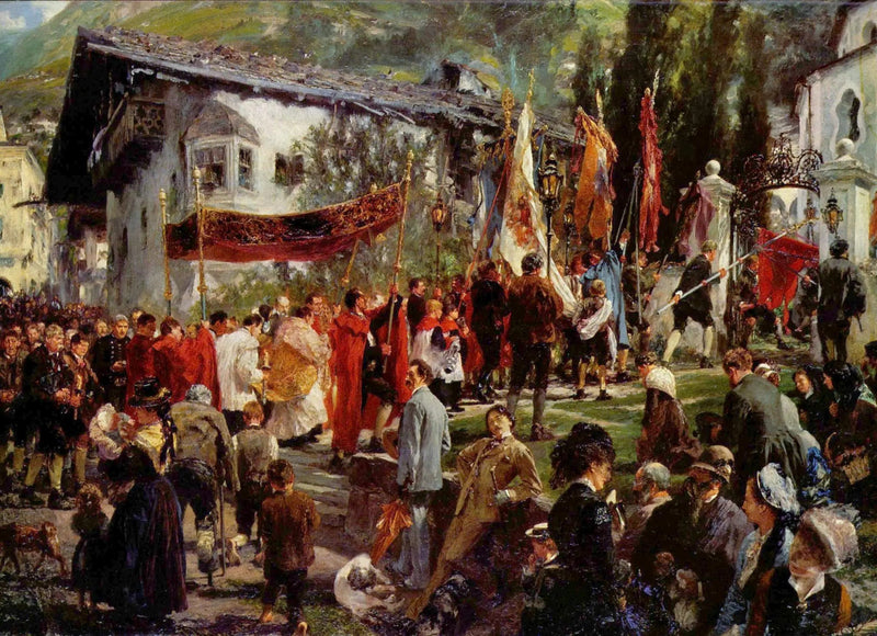 Процессия корпуса Христова в Хофгастайн - Адольф фон Мензель