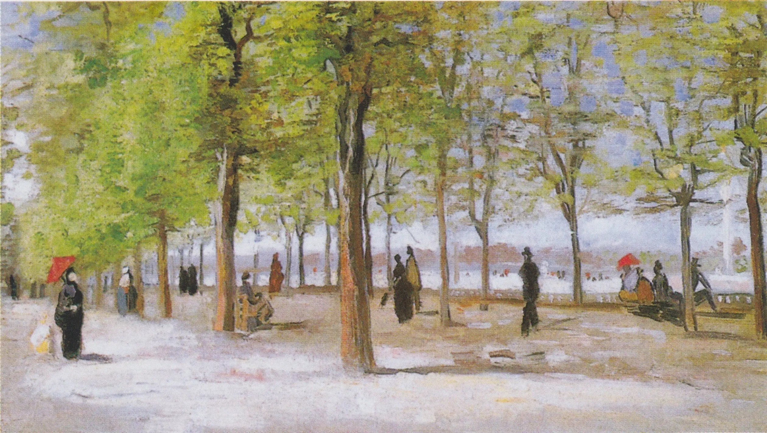 Reproduction du tableau « Promeneurs au jardin du Luxembourg - Vincent van Gogh » par Alpha Reproduction en peinture à l’huile