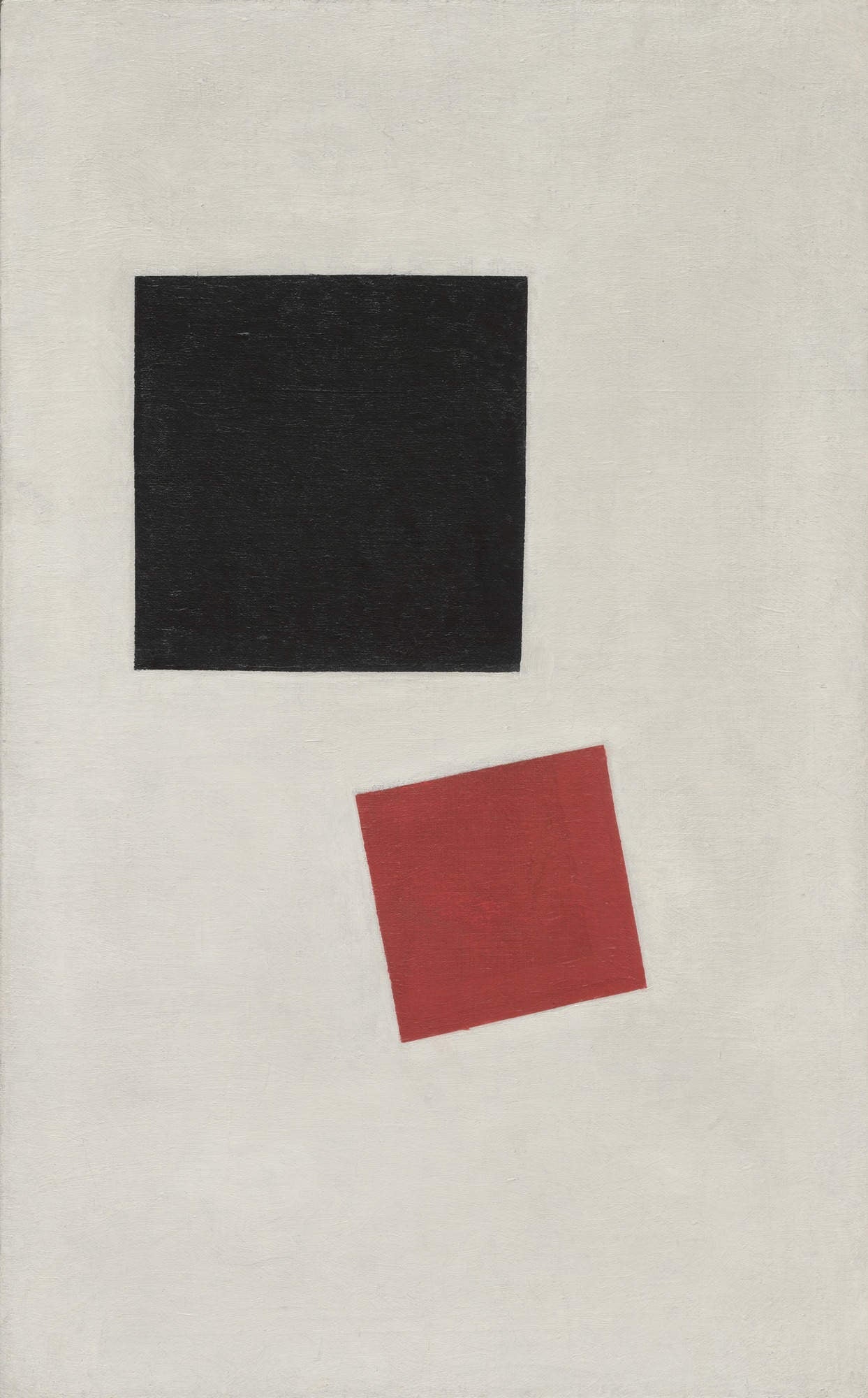 Réalisme pictural d’un garçon avec un sac à dos - Masses de couleurs dans la quatrième dimension - Kazimir Malevich