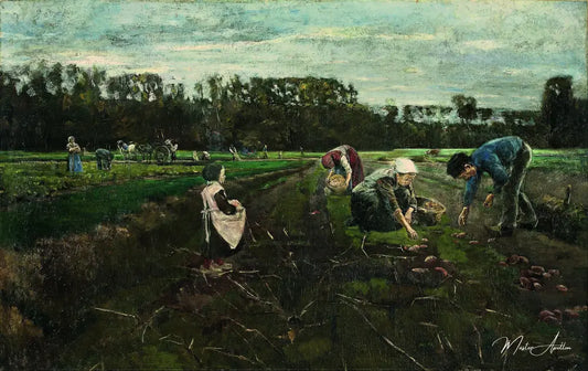 Récolte de pommes de terre - Max Liebermann - Reproductions de tableaux et peintures haut de gamme