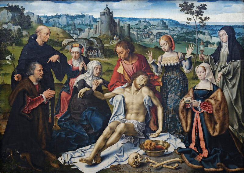 Резной панель с изображением оплакивания Христа: Оплакивание - Joos van Cleve