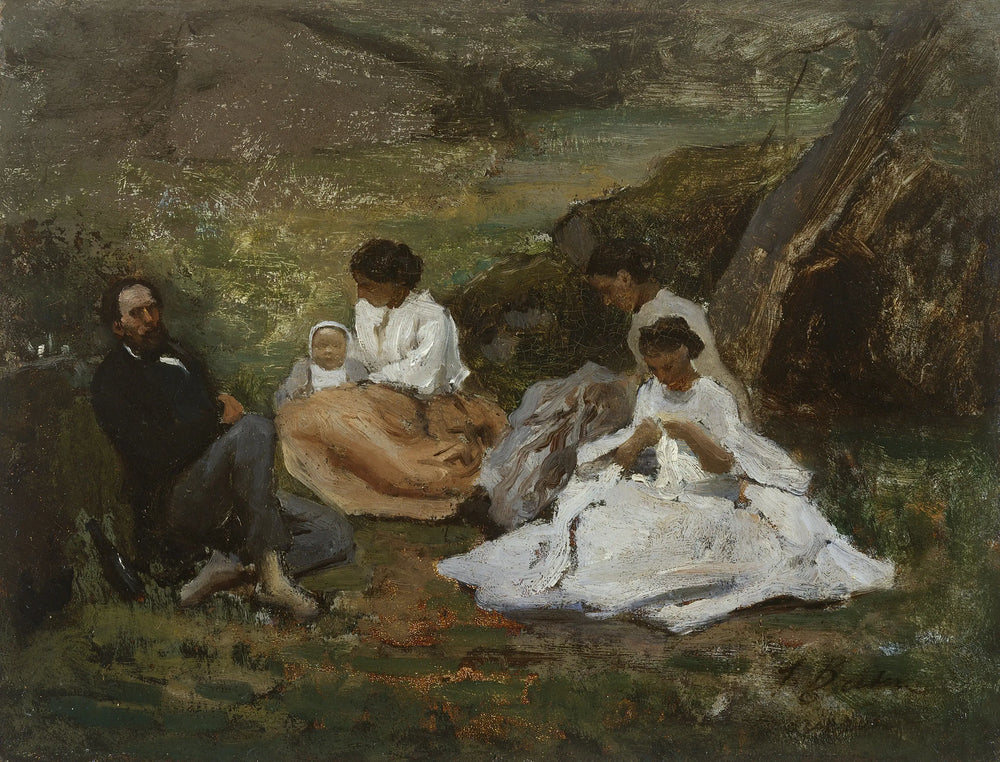 Réunion de famille à Bourron-Marlotte (Théodore de Banville dans la forêt de Fontainebleau) - Jules Breton - Alpha