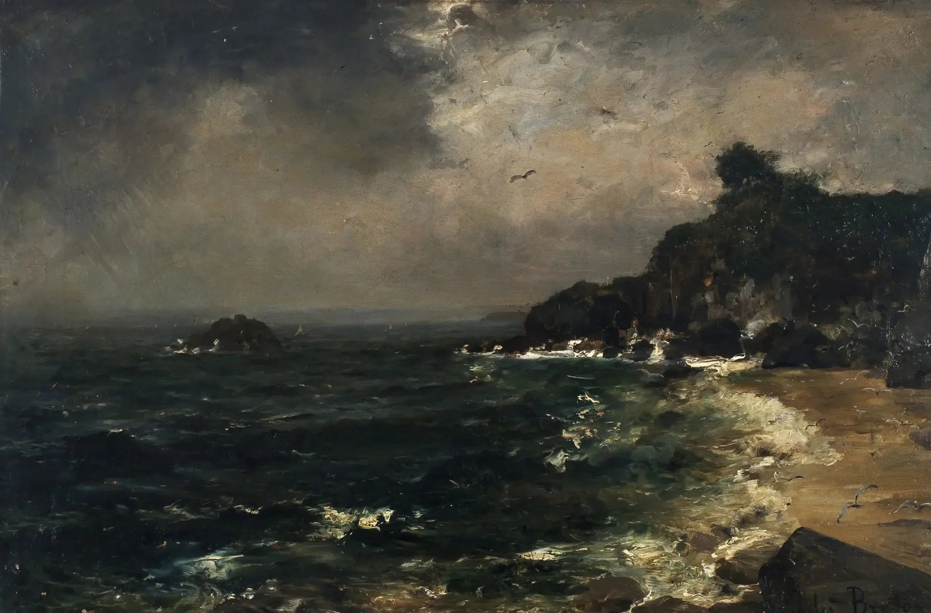 Rivage sous la tempête - Marine - Jules Breton image 1 reproduction réalisée par Alpha Reproduction