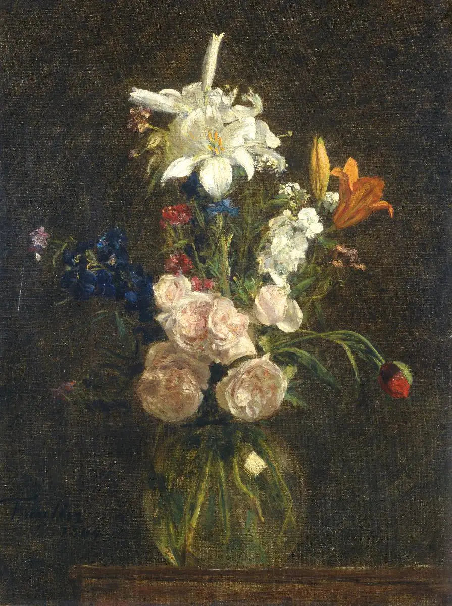 Roses et lys dans un vase - Henri Fantin-Latour - Alpha Reproduction