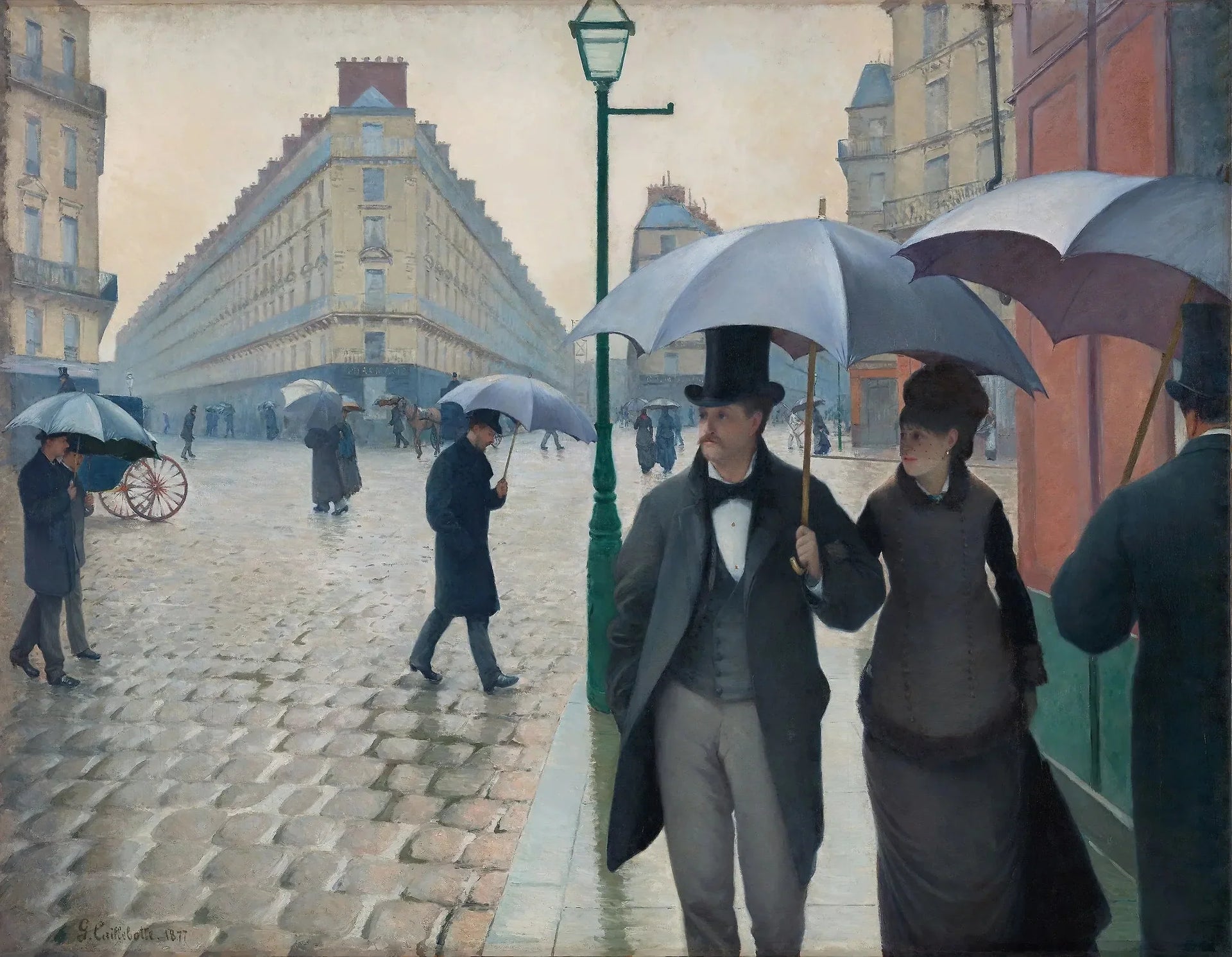 Rue de Paris, temps de pluie - Gustave Caillebotte image 1 copie peinte à la main à l’huile