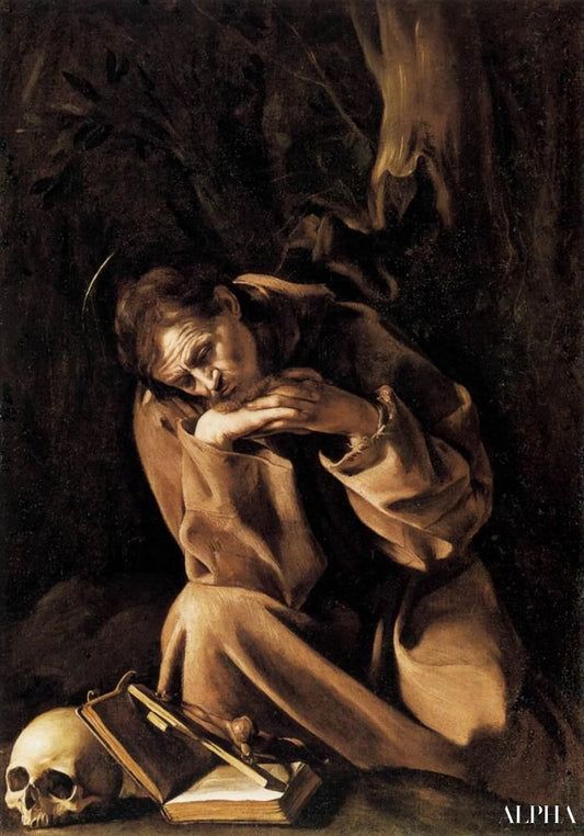 Saint François en méditation sur le crucifix - Caravage - Reproductions de tableaux et peintures haut de gamme