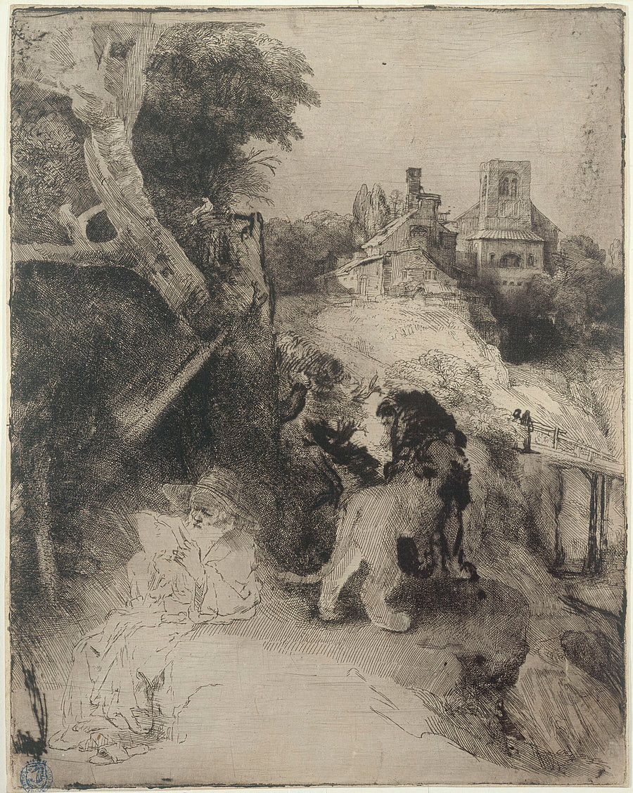 Saint Jérôme lisant dans un paysage - Rembrandt