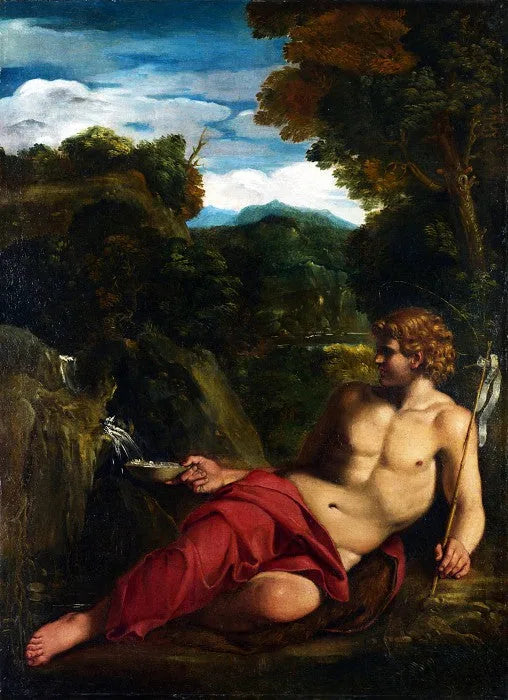 Святой Иоанн Креститель, сидящий в пустыне - Аннибале Каррачи